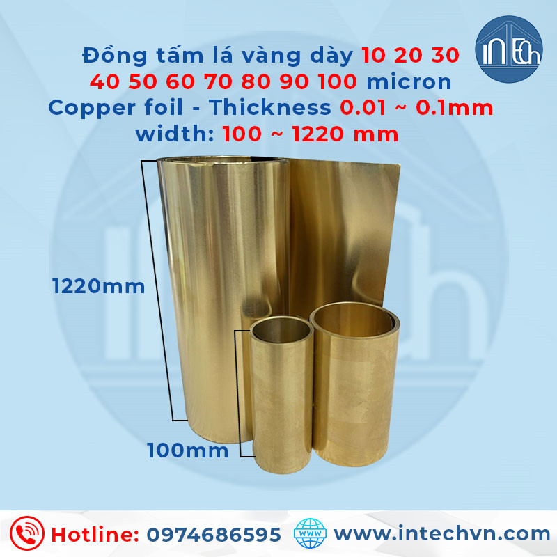 Đồng lá vàng IntechVN dày 0.1mm được phân phối bởi IntechVN