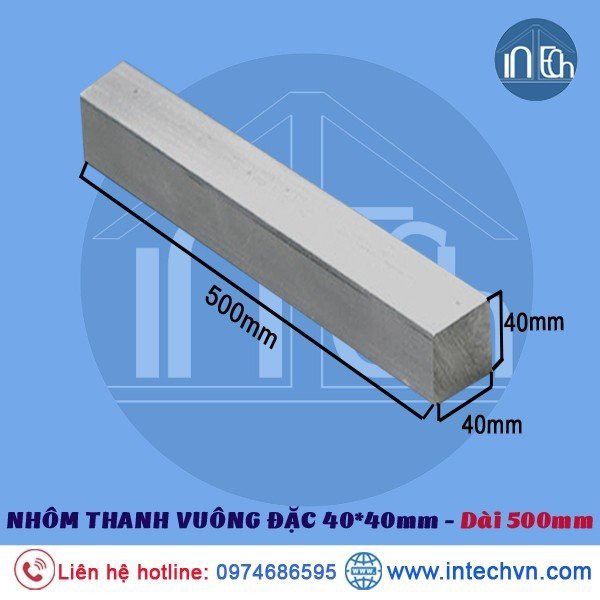 NHÔM THANH VUÔNG ĐẶC INTECHVN 40X40MM